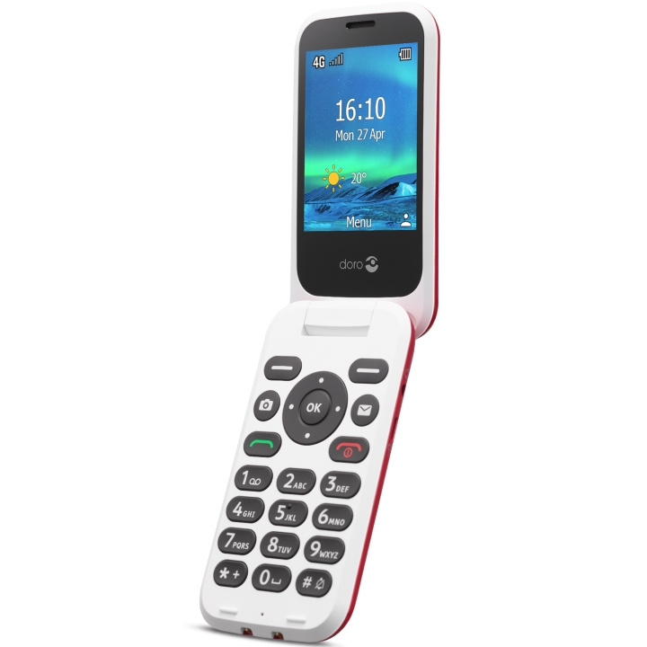 Doro 6821 4G Röd/Vit i gruppen SMARTPHONES & TABLETS / Mobiltelefoner & smartphones hos TP E-commerce Nordic AB (A18632)