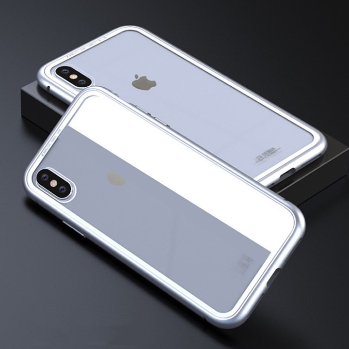 CAFELE iPhone X/XS glasetui med magnetisk lås til i sølvfarve i gruppen SMARTPHONES & TABLETS / Mobil Beskyttelse / Apple / iPhone X/XS hos TP E-commerce Nordic AB (A20240)