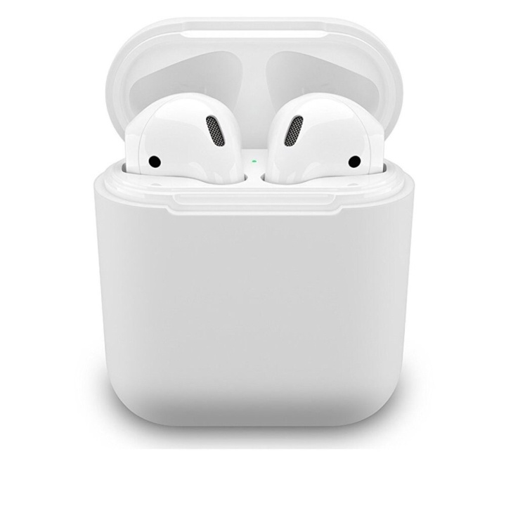 Beskyttelsesetui i silikone til Apple Airpods, Hvid i gruppen HJEMMEELEKTRONIK / Lyd & billede / Hovedtelefoner & Tilbehør / Tilbehør hos TP E-commerce Nordic AB (A20331)