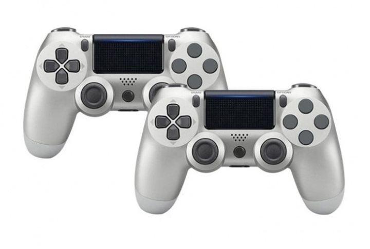 2-pack Handkontroll till Playstation 4 / PS4, Silver i gruppen HJEMMEELEKTRONIK / Spilkonsoller og tilbehør / Sony PlayStation 4 hos TP E-commerce Nordic AB (A20674PKT)