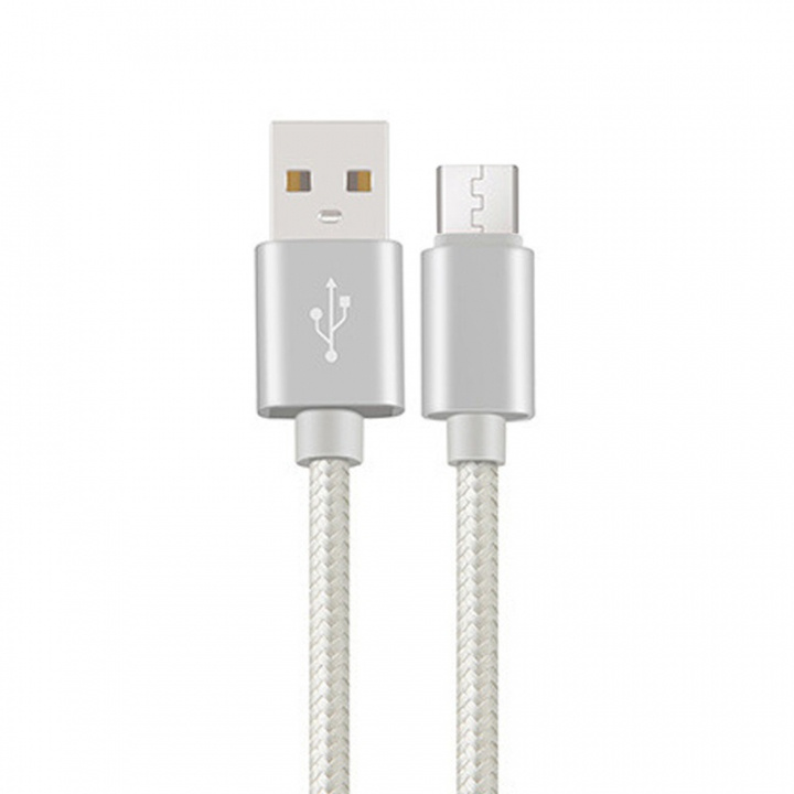 Kort mikro-usb til USB-oplader 20 cm, sølv i gruppen SMARTPHONES & TABLETS / Opladere og kabler / Kabler / Kabler microUSB hos TP E-commerce Nordic AB (A20832)