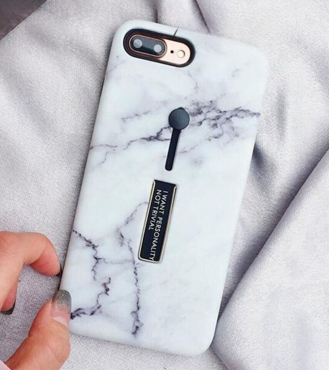 Modeetui med fingerholder - iPhone 12 Mini, hvid marmor i gruppen SMARTPHONES & TABLETS / Mobil Beskyttelse / Apple / iPhone 12 Mini / Cover hos TP E-commerce Nordic AB (A20847)