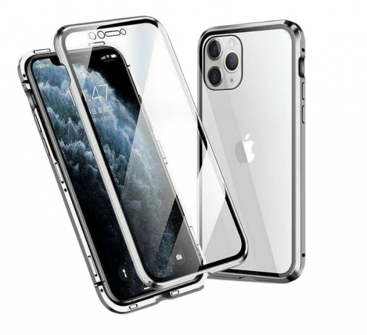 Genomskinligt Iphone 12 Mini magnetiskt skal i glas, Silver i gruppen SMARTPHONES & TABLETS / Mobil Beskyttelse / Apple / iPhone 12 Mini / Cover hos TP E-commerce Nordic AB (A20885)