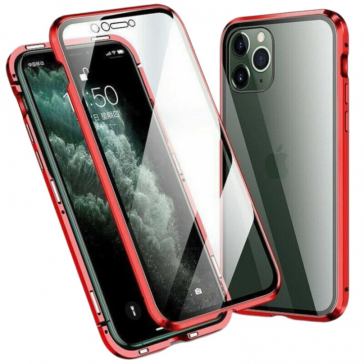 Genomskinligt Iphone 12 Pro Max magnetiskt skal i glas, Röd i gruppen SMARTPHONES & TABLETS / Mobil Beskyttelse / Apple / iPhone 12 Pro hos TP E-commerce Nordic AB (A20888)