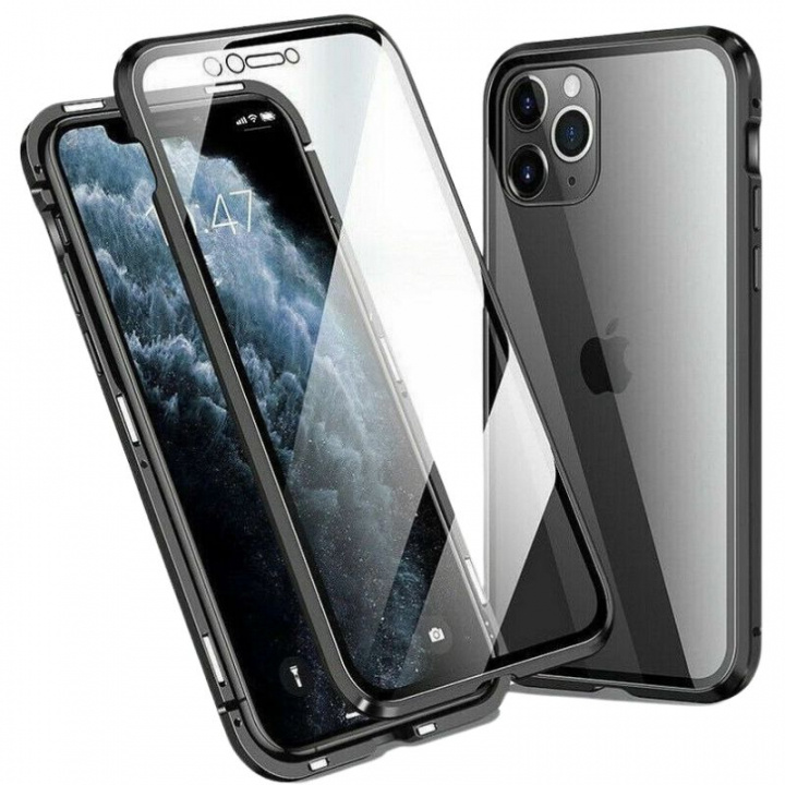 Genomskinligt Iphone 12 Pro Max magnetiskt skal i glas, Svart i gruppen SMARTPHONES & TABLETS / Mobil Beskyttelse / Apple / iPhone 12 Pro hos TP E-commerce Nordic AB (A20891)