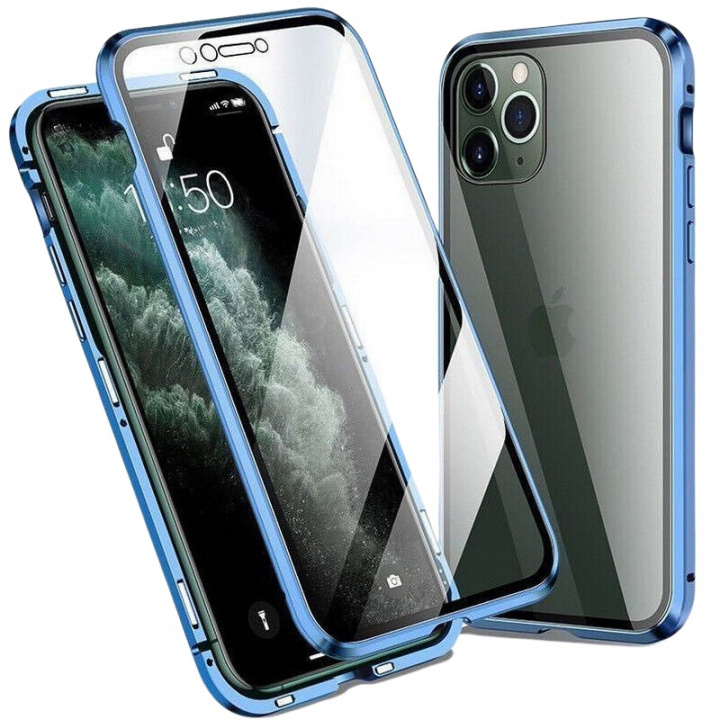 Genomskinligt Iphone 12 Pro Max magnetiskt skal i glas, Blå i gruppen SMARTPHONES & TABLETS / Mobil Beskyttelse / Apple / iPhone 12 Pro hos TP E-commerce Nordic AB (A20892)