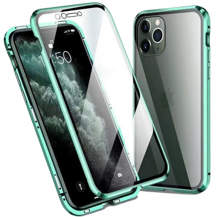 Genomskinligt Iphone 12 Pro Max magnetiskt skal i glas, Grön i gruppen SMARTPHONES & TABLETS / Mobil Beskyttelse / Apple / iPhone 12 Pro hos TP E-commerce Nordic AB (A20897)