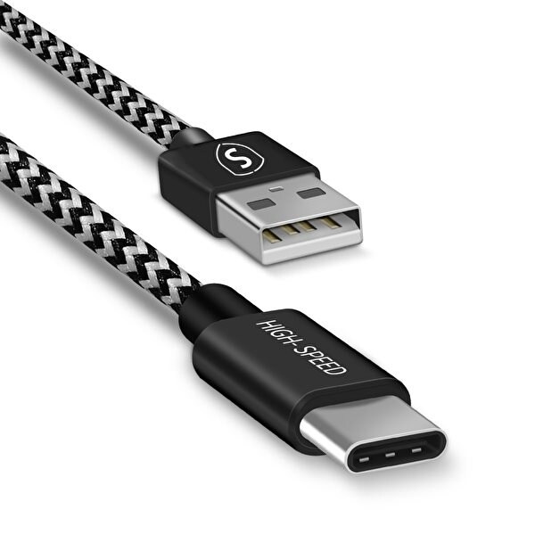 SiGN Skin USB-C-kabel 2.1A 0,25 m - Svart/Vit i gruppen SMARTPHONES & TABLETS / Opladere og kabler / Kabler / Kabler Type C hos TP E-commerce Nordic AB (A21242)