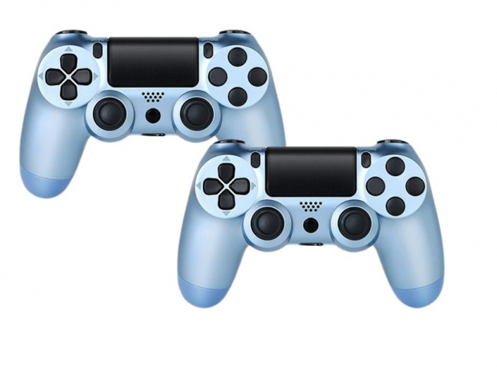 2-pack Handkontroll till Playstation 4 / PS4, Blå Metallic i gruppen HJEMMEELEKTRONIK / Spilkonsoller og tilbehør / Sony PlayStation 4 hos TP E-commerce Nordic AB (A21885PKT)