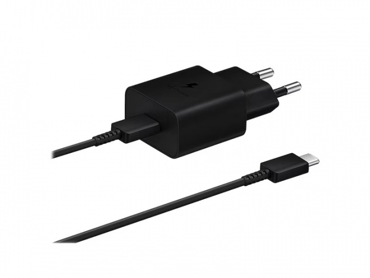 Samsung EP-T1510X USB-C 15W Väggladdare + 3A USB-C Kabel, Svart i gruppen SMARTPHONES & TABLETS / Opladere og kabler / Vægoplader / Væg oplader Type C hos TP E-commerce Nordic AB (A22074)