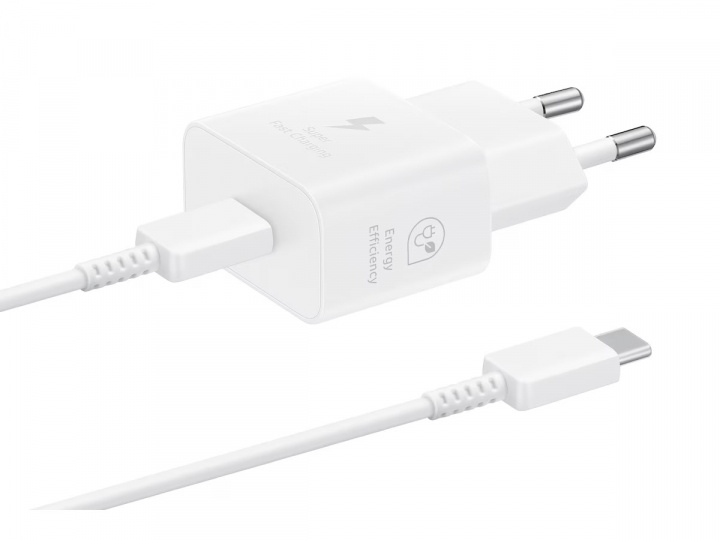 Samsung EP-T2510N GaN vægoplader USB-C 25W + kabel, hvid i gruppen SMARTPHONES & TABLETS / Opladere og kabler / Vægoplader / Væg oplader Type C hos TP E-commerce Nordic AB (A22078)