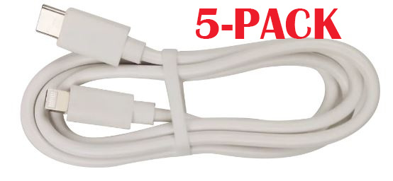 5-PACK Kabel USB-C - Lightning, 2,4A, 1m, hvid i gruppen SMARTPHONES & TABLETS / Opladere og kabler / Kabler / Kabler Lightning hos TP E-commerce Nordic AB (A22392PKT5)