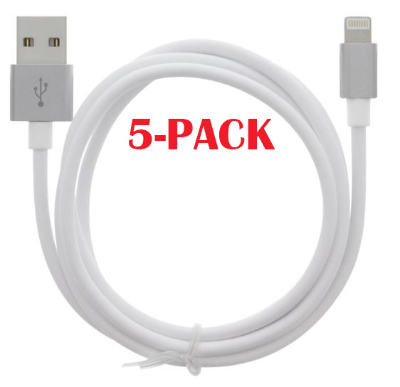 5-PACK Cable USB-A - Lightning 2.4A, 1m, White i gruppen SMARTPHONES & TABLETS / Opladere og kabler / Kabler / Kabler Lightning hos TP E-commerce Nordic AB (A22404PKT5)