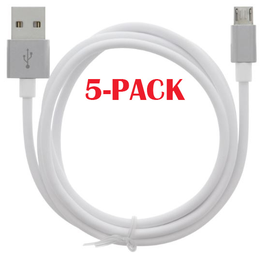 5-PACK Cable USB-A - MicroUSB 2.4A, 1m, White i gruppen SMARTPHONES & TABLETS / Opladere og kabler / Kabler / Kabler microUSB hos TP E-commerce Nordic AB (A22406PKT5)