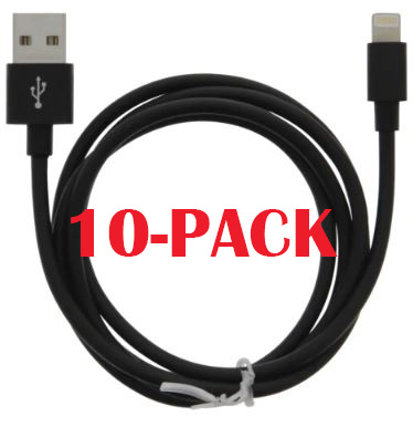 10-PACK Cable USB-A - Lightning 2.4A, 1m, Black i gruppen SMARTPHONES & TABLETS / Opladere og kabler / Kabler / Kabler Lightning hos TP E-commerce Nordic AB (A22407PKT10)
