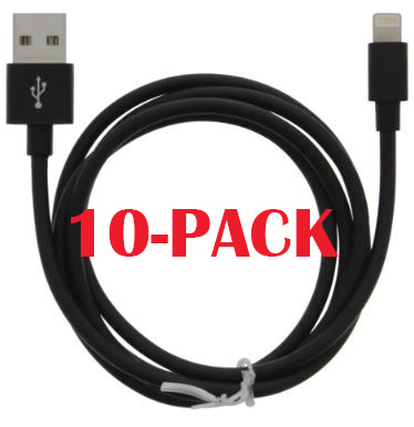 10-PACK Kabel USB-A - Lightning 2.4A, 1m, Sort i gruppen SMARTPHONES & TABLETS / Opladere og kabler / Kabler / Kabler Lightning hos TP E-commerce Nordic AB (A22407PKT10)