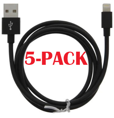 5-PACK Cable USB-A - Lightning 2.4A, 1m, Black i gruppen SMARTPHONES & TABLETS / Opladere og kabler / Kabler / Kabler Lightning hos TP E-commerce Nordic AB (A22407PKT5)