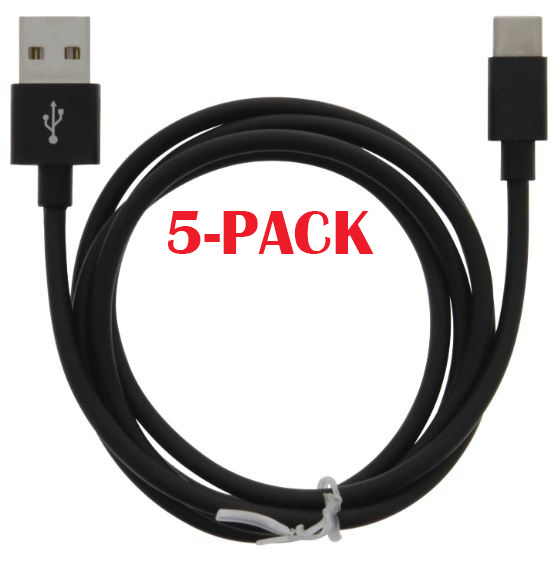 5-PACK Cable USB-A - USB-C 2.4A, 1m, Black i gruppen SMARTPHONES & TABLETS / Opladere og kabler / Kabler / Kabler Type C hos TP E-commerce Nordic AB (A22408PKT5)