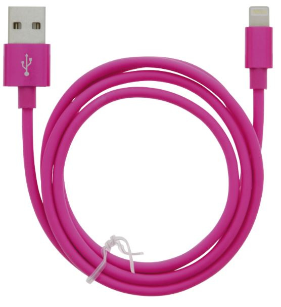 Cable USB-A - Lightning 2.4A, 1m, Pink i gruppen SMARTPHONES & TABLETS / Opladere og kabler / Kabler / Kabler Lightning hos TP E-commerce Nordic AB (A22410)