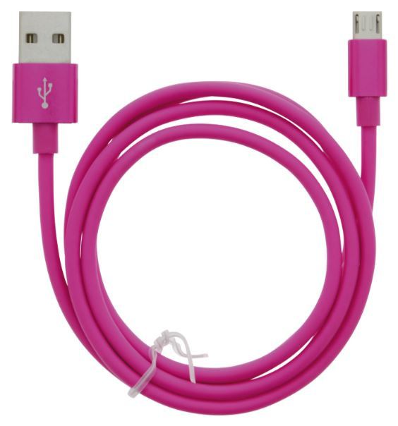 Cable USB-A - MicroUSB 2.4A, 1m, Pink i gruppen SMARTPHONES & TABLETS / Opladere og kabler / Kabler / Kabler microUSB hos TP E-commerce Nordic AB (A22412)