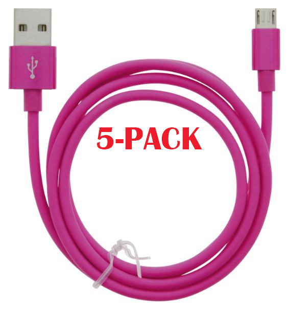 5-PACK Kabel USB-A - MicroUSB 2.4A, 1m, Pink i gruppen SMARTPHONES & TABLETS / Opladere og kabler / Kabler / Kabler microUSB hos TP E-commerce Nordic AB (A22412PKT5)