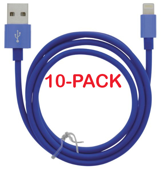 10-pack Cable USB-A - Lightning 2.4A, 1m, Blue i gruppen SMARTPHONES & TABLETS / Opladere og kabler / Kabler / Kabler Lightning hos TP E-commerce Nordic AB (A22413PKT10)