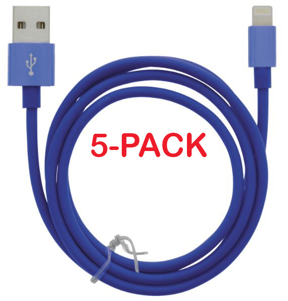 5-pack Cable USB-A - Lightning 2.4A, 1m, Blue i gruppen SMARTPHONES & TABLETS / Opladere og kabler / Kabler / Kabler Lightning hos TP E-commerce Nordic AB (A22413PKT5)