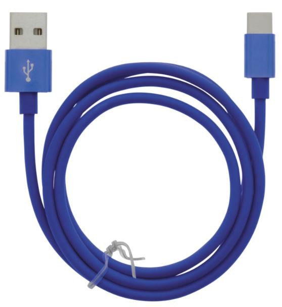 Kabel USB-A - USB-C 2.4A, 1 m, blå i gruppen SMARTPHONES & TABLETS / Opladere og kabler / Kabler / Kabler Type C hos TP E-commerce Nordic AB (A22414)