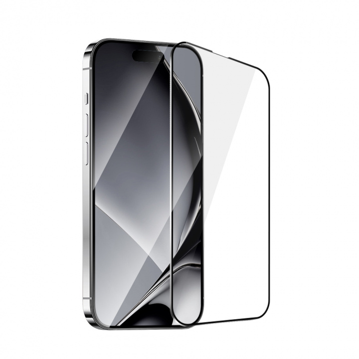 Skærmbeskytter af hærdet glas med metalramme, iPhone 16 Pro i gruppen SMARTPHONES & TABLETS / Mobil Beskyttelse / Apple / iPhone 16 hos TP E-commerce Nordic AB (A22744)