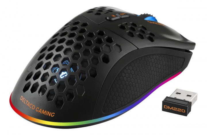 DELTACO GAMING DM220 Trådlös lättvikts gaming mus, RGB, svart i gruppen COMPUTERTILBEHØR / Mus og tastatur / Mus / Gaming hos TP E-commerce Nordic AB (A22842)