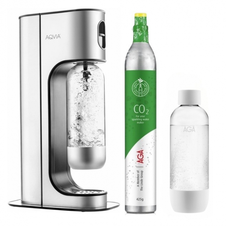 AGA Aqvia Exclusive Steel Black inklusive 2 flasker + kolsyrepatron i gruppen HJEM, HUS & HAVE / Husholdningsapparater / Vand & Juice / Kulsyremaskiner / Kulsyremaskiner hos TP E-commerce Nordic AB (A22924)