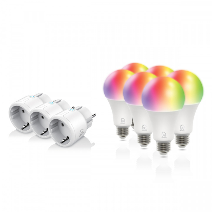 DELTACO SMART HOME Start kit 3x mini-strömbrytare och 6x RGB-lampor i gruppen HJEM, HUS & HAVE / Smart hjem / Smart belysning hos TP E-commerce Nordic AB (A22983)