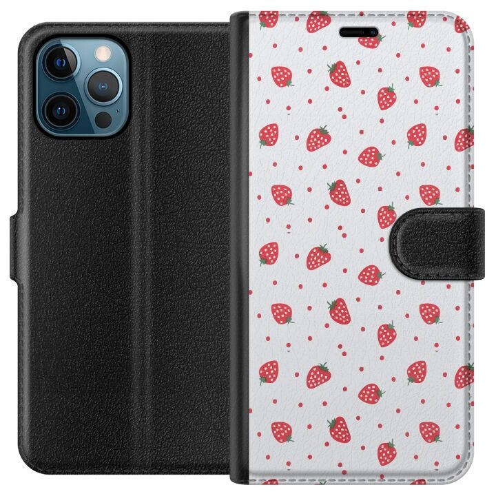 Tegnebogsetui til Apple iPhone 12 Pro Max med Jordbær motiv i gruppen SMARTPHONES & TABLETS / Mobil Beskyttelse / Apple / iPhone 12 Pro hos TP E-commerce Nordic AB (A50341)