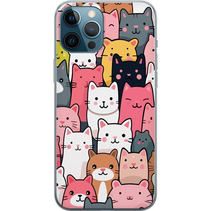 Mobilcover til Apple iPhone 12 Pro Max med Katte mønster motiv i gruppen SMARTPHONES & TABLETS / Mobil Beskyttelse / Apple / iPhone 12 Pro hos TP E-commerce Nordic AB (A50359)