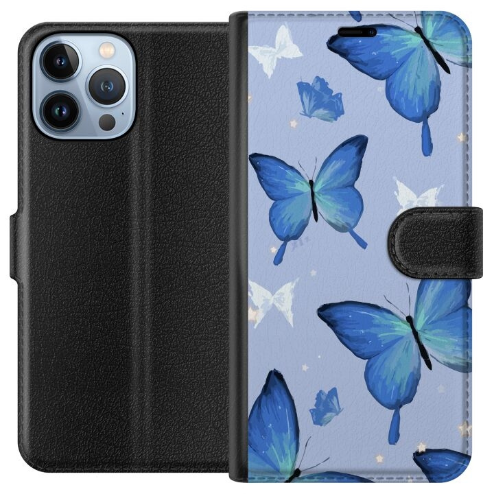 Tegnebogsetui til Apple iPhone 13 Pro Max med Blå sommerfugle motiv i gruppen SMARTPHONES & TABLETS / Mobil Beskyttelse / Apple / iPhone 13 Pro Max hos TP E-commerce Nordic AB (A50556)