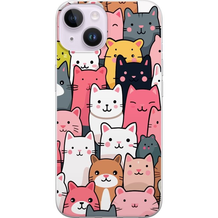 Mobilcover til Apple iPhone 14 med Katte mønster motiv i gruppen SMARTPHONES & TABLETS / Mobil Beskyttelse / Apple / iPhone 14 hos TP E-commerce Nordic AB (A50629)
