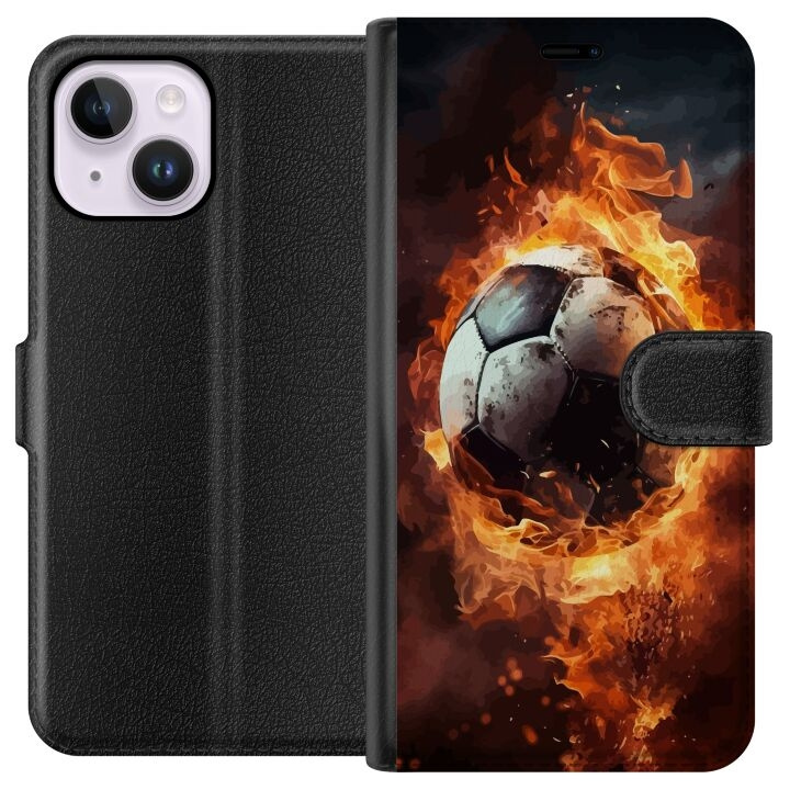 Tegnebogsetui til Apple iPhone 14 Plus med Fodbold motiv i gruppen SMARTPHONES & TABLETS / Mobil Beskyttelse / Apple / iPhone 14 hos TP E-commerce Nordic AB (A50723)