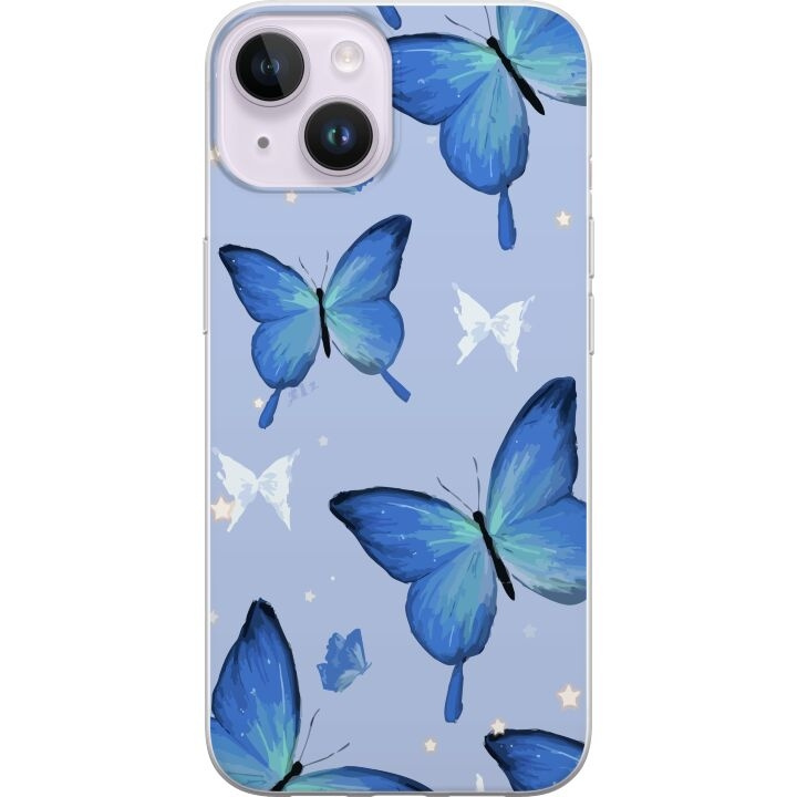Mobilcover til Apple iPhone 15 Plus med Blå sommerfugle motiv i gruppen SMARTPHONES & TABLETS / Mobil Beskyttelse / Apple / iPhone 15 hos TP E-commerce Nordic AB (A50961)