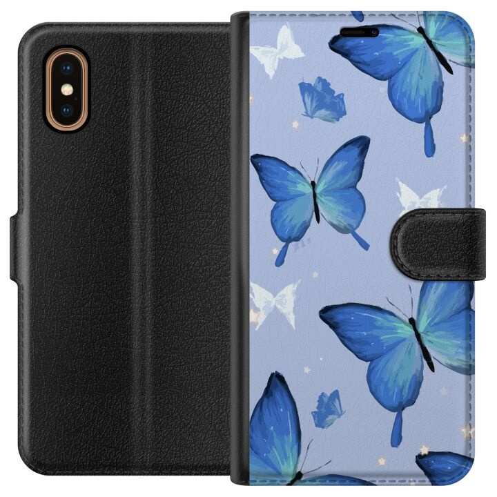 Tegnebogsetui til Apple iPhone XS Max med Blå sommerfugle motiv i gruppen SMARTPHONES & TABLETS / Mobil Beskyttelse / Apple / iPhone XS Max hos TP E-commerce Nordic AB (A51933)