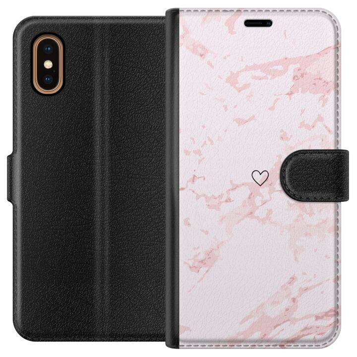 Tegnebogsetui til Apple iPhone XS Max med Rosa Hjerte motiv i gruppen SMARTPHONES & TABLETS / Mobil Beskyttelse / Apple / iPhone XS Max hos TP E-commerce Nordic AB (A51940)