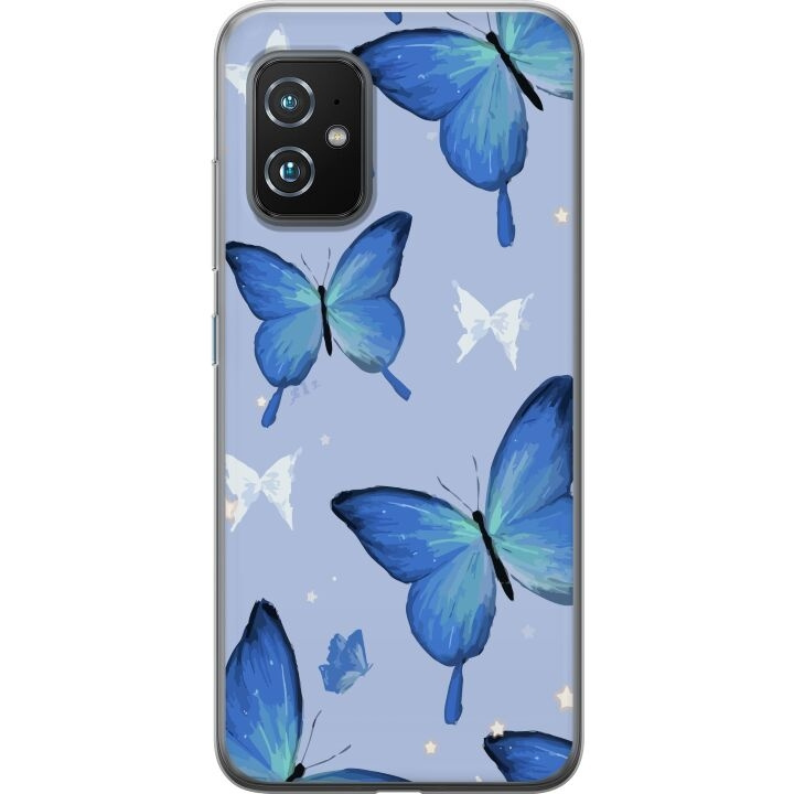 Mobilcover til Asus Zenfone 8 med Blå sommerfugle motiv i gruppen SMARTPHONES & TABLETS / Mobil Beskyttelse / Asus hos TP E-commerce Nordic AB (A52041)