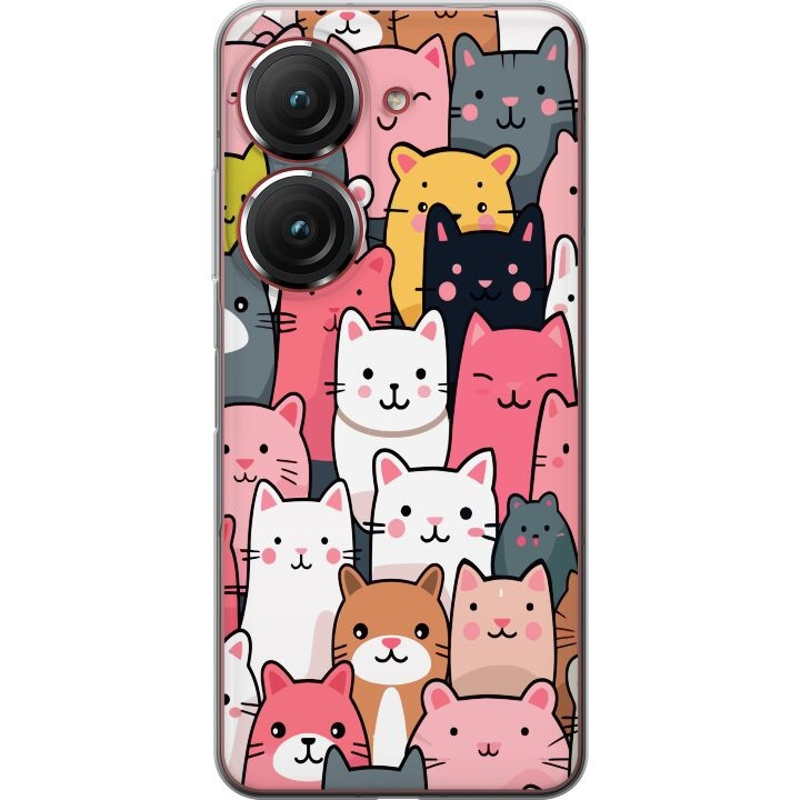 Mobilcover til Asus Zenfone 9 med Katte mønster motiv i gruppen SMARTPHONES & TABLETS / Mobil Beskyttelse / Asus hos TP E-commerce Nordic AB (A52060)