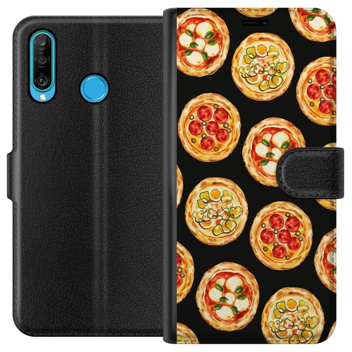 Tegnebogsetui til Huawei P30 lite med Pizza motiv i gruppen SMARTPHONES & TABLETS / Mobil Beskyttelse / Huawei/Honori hos TP E-commerce Nordic AB (A53226)