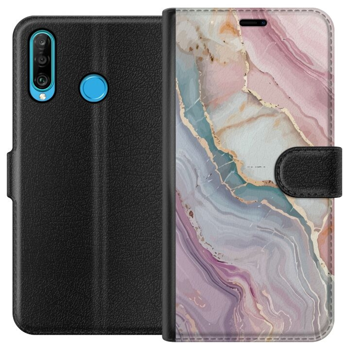 Tegnebogsetui til Huawei P30 lite med Marmor motiv i gruppen SMARTPHONES & TABLETS / Mobil Beskyttelse / Huawei/Honori hos TP E-commerce Nordic AB (A53235)
