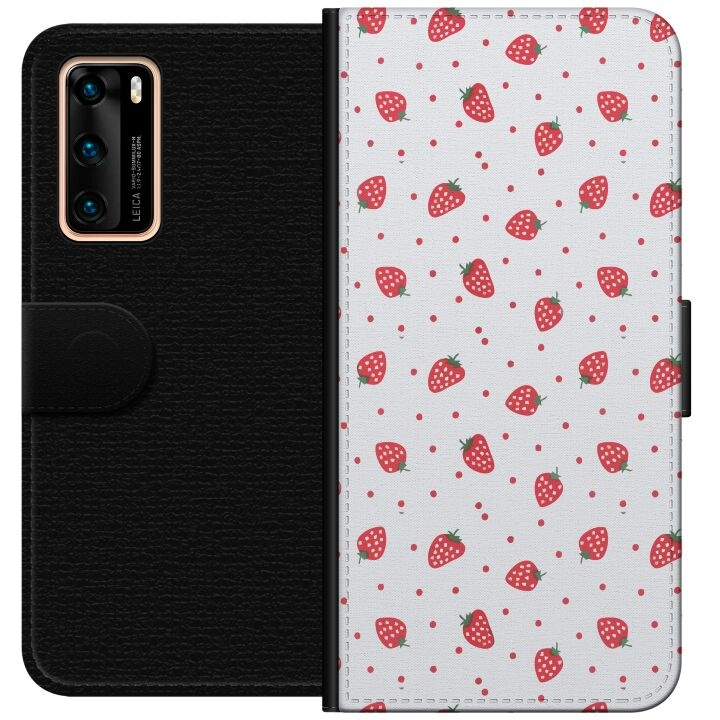 Tegnebogsetui til Huawei P40 med Jordbær motiv i gruppen SMARTPHONES & TABLETS / Mobil Beskyttelse / Huawei/Honori hos TP E-commerce Nordic AB (A53338)