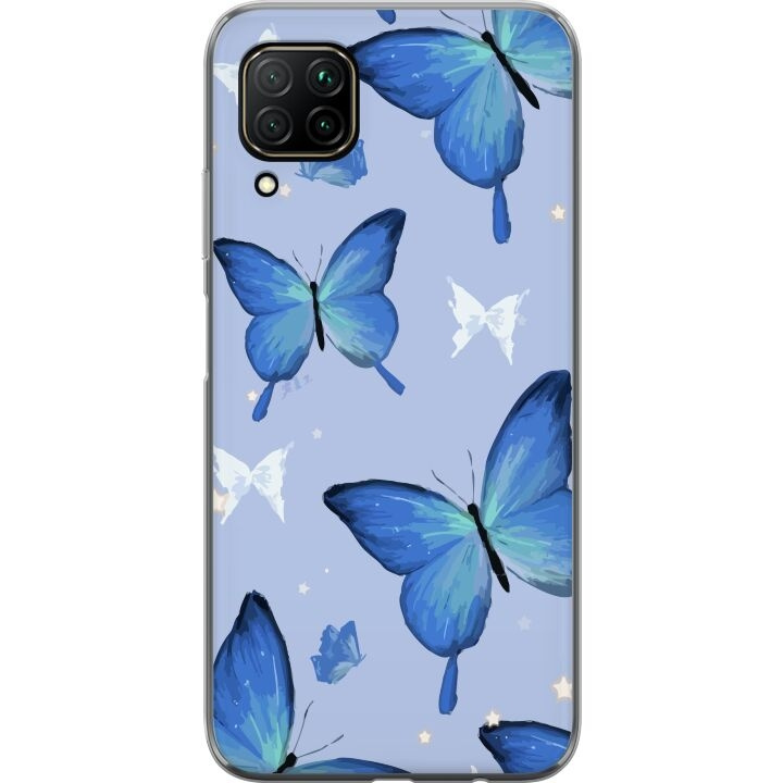 Mobilcover til Huawei P40 lite med Blå sommerfugle motiv i gruppen SMARTPHONES & TABLETS / Mobil Beskyttelse / Huawei/Honori hos TP E-commerce Nordic AB (A53418)