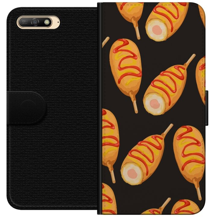 Tegnebogsetui til Huawei Y6 (2018) med Kyllingedrumstick motiv i gruppen SMARTPHONES & TABLETS / Mobil Beskyttelse / Huawei/Honori hos TP E-commerce Nordic AB (A53733)