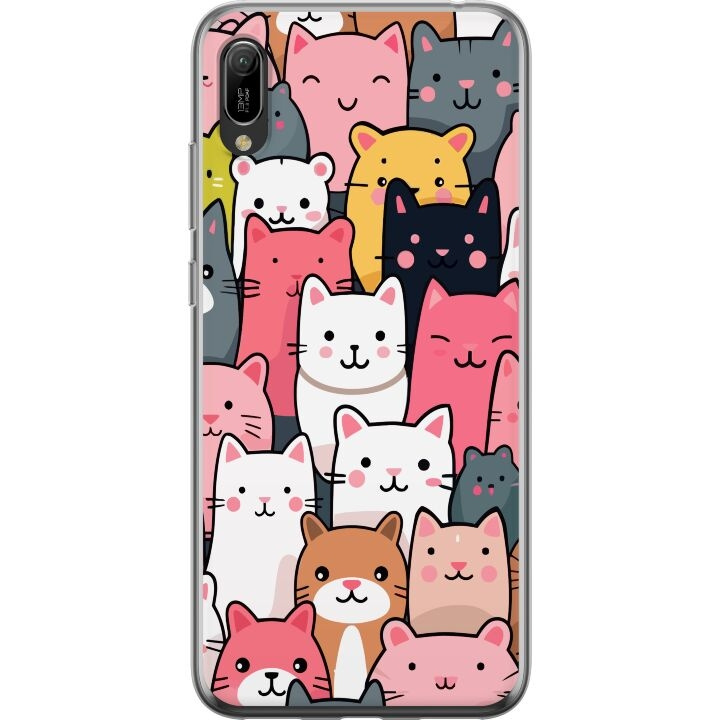 Mobilcover til Huawei Y6 Pro (2019) med Katte mønster motiv i gruppen SMARTPHONES & TABLETS / Mobil Beskyttelse / Huawei/Honori hos TP E-commerce Nordic AB (A53864)