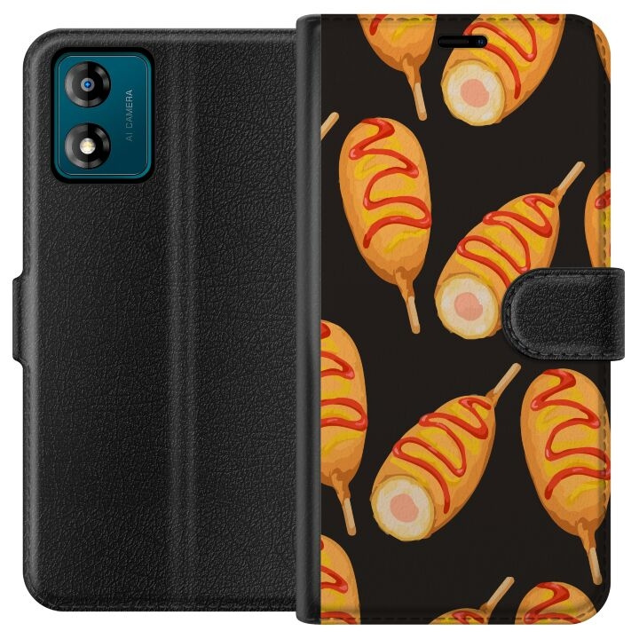 Tegnebogsetui til Motorola Moto E13 med Kyllingedrumstick motiv i gruppen SMARTPHONES & TABLETS / Mobil Beskyttelse / Motorola hos TP E-commerce Nordic AB (A53972)