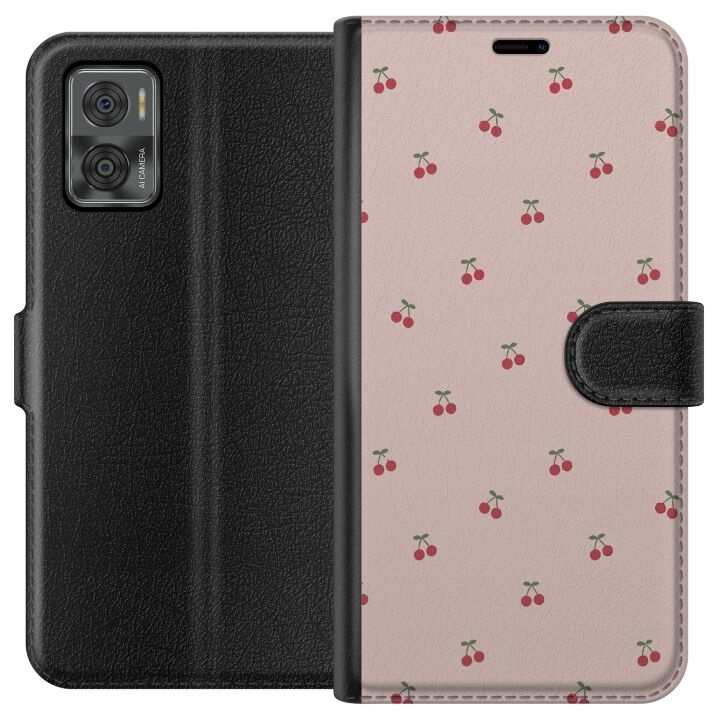 Tegnebogsetui til Motorola Moto E22i med Kirsebær motiv i gruppen SMARTPHONES & TABLETS / Mobil Beskyttelse / Motorola hos TP E-commerce Nordic AB (A54132)